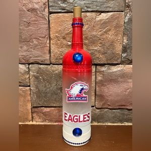 Handmade Upcycled Lighted American University Eagles bottle bar decor